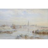 C. Pyne (British, 19th century), Townscape viewed across a river, Watercolour on paper, Signed lower