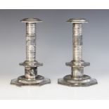 A pair of 17th century style silver plated candlesticks, Marples Wingfiled & Wilkins, circa 1900,