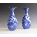 A pair of Japanese Seto porcelain vases, 20th century, each of baluster form with flared necks,