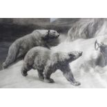 After Herbert Thomas Dicksee (1862-1942), "In The Silent North", polar bears beside a broken sledge,