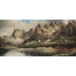 Austrian school (20th century), The Karwendel mountains and Lake Achensee, Oil on canvas,