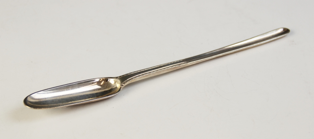 A George III silver marrow scoop by John Lambe, London 1778, the handle with gadroon border,