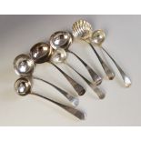 A selection of George III and later silver sauce ladles, to include; pair of George III Old