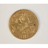 An Edward VII gold half sovereign, dated 1910, weight 4.0gms