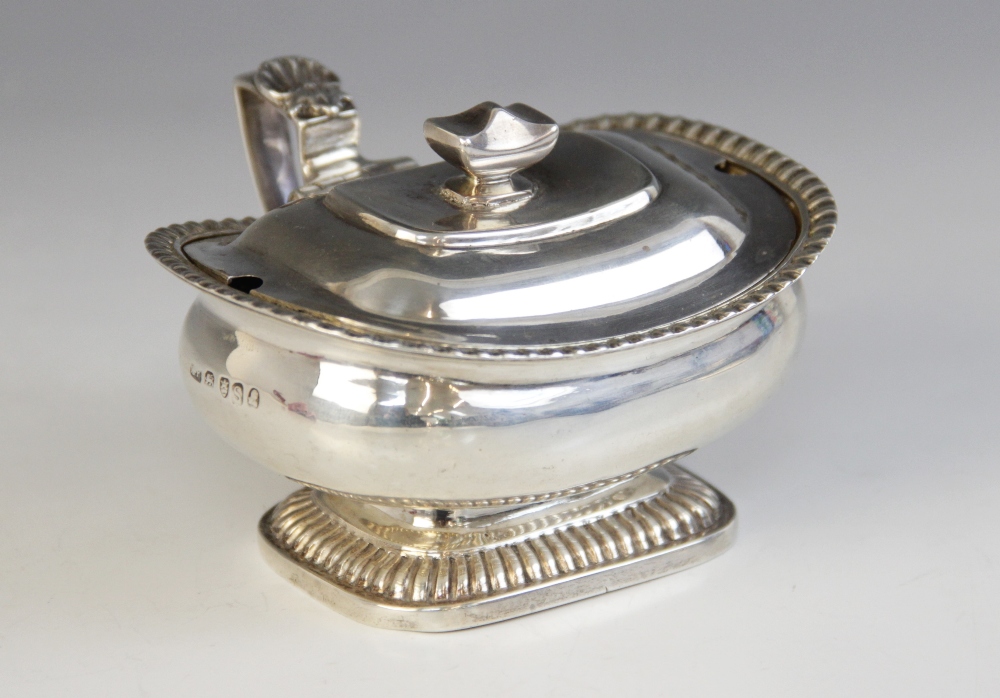 A George III silver wet mustard pot, London 1813 (maker's mark worn), of squat form on raised reeded - Image 2 of 3