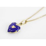 A Victor Mayer for Faberge 18ct gold blue enamelled heart-shaped limited edition pendant, stamped '
