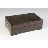 A Japanese bronze inset box and cover, 20th century, the rectangular wooden box with a removable