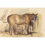 Mary Victoria Jump (British, 1897-1989), Study of a shire horse, Watercolour on paper, Signed