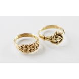 An Edwardian 18ct gold knot design ring, marks for Chester 1908, size O ½, together with a late