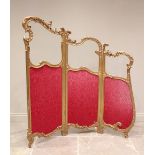 A French Belle Époque giltwood and gesso three-fold dressing screen, late 19th century, of rococo
