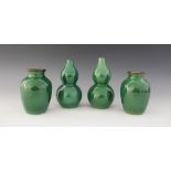 A selection of Chinese porcelain, to include four craquelure green glazed vases, of double gourd and