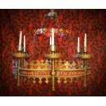 An important Gothic revival chandelier or corona lucis circa 1845/1850, attributed to Augustus Welby