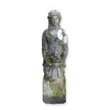 A reconstituted stone garden statue, three quarter height, carved as a classical female figure