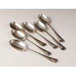 A set of six Edward VIII Rat Tail pattern silver tablespoons, Harrods Ltd, London 1936, with crested