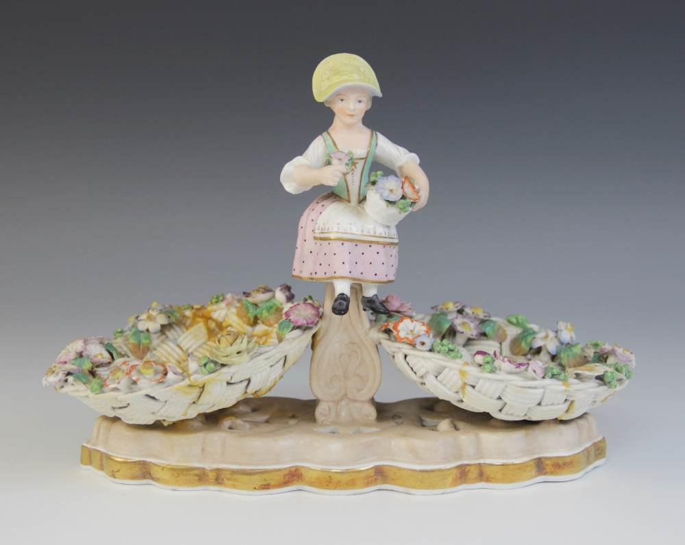 A Stevenson & Hancock Derby figural double potpourri, late 19th century, modelled as two florally - Image 2 of 4