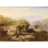 Richard Ansdell R.A. (British, 1815-1885), Shepherds on a mountain path, Oil on canvas, Signed lower