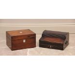 A 19th century rosewood work box, opening to a compartmentalised interior with removable tray and