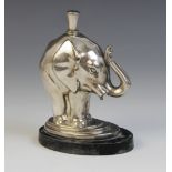 A silver plated table lighter in the form of an elephant, 12.7cm high (at fault)