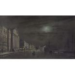 English School (early 20th century), A moonlit Liverpool quayside, Oil on board, Unsigned, 30cm x