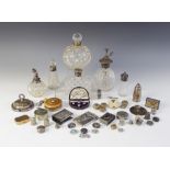 A selection of objects of virtue, to include seven assorted cut glass silver and white metal mounted