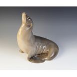 A large Royal Copenhagen model of a seal, mid 20th century, designed by Theodor Madsen, model number