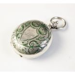 An Edwardian silver and enamel sovereign case by Alfred Wigley, Birmingham 1901, the round case