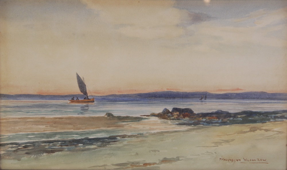 Peter MacGregor Wilson RSW RSA (1856-1928), Fishing boats on an estuary, Watercolour on paper,