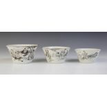 A set of three Chinese porcelain stacking cups, Daoguang seal mark, each of tapered cylindrical form