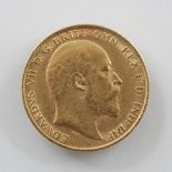 An Edwardian gold half sovereign, dated 1908, gross weight 4.0gms