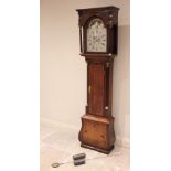 A George III oak cased eight day longcase clock by Johnson of Dudley, the flat top hood with