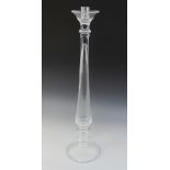 A tall freestanding glass candle holder by Flamant, late 20th century, the baluster form column