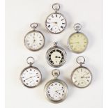 A selection of silver and silver coloured open face pocket watches, to include a Victorian silver