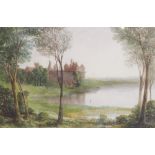 English School (19th century), A view of a Loch-side castle, Watercolour on paper, Unsigned, 35cm