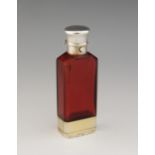 A Victorian silver gilt ruby glass scent bottle cum vinaigrette, Sampson Mordan, London 1865