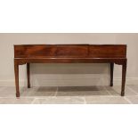 A Regency mahogany square piano, later converted to a sideboard, with hinged compartments, inlaid