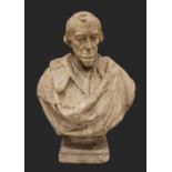 A large carved marble bust of Benjamin Disraeli, First Earl of Beaconsfield, KG, PC, FRS, by Mario