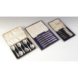 A cased set of six George VI silver teaspoons, H Samuel Ltd, Sheffield 1945, each 13.2cm long,