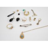 A selection of jewellery and part jewellery, to include; an opal set ring, size I 1/2, an opal set