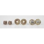 A pair of diamond set 9ct gold stud earrings, each comprising sixteen small brilliant cut diamonds
