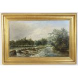 James Charles Ward (British, 19th century), 'Weir On The Trent Near Burton', Oil on canvas, Signed