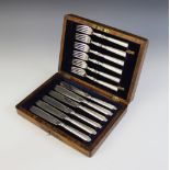 A cased set of silver handled fish knives and forks, Allen & Darwin, Sheffield (various dates), each