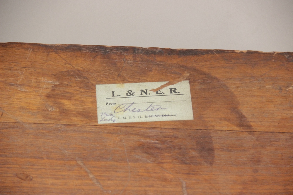 A late 19th century two section teak campaign chest, the hinged top with a three quarter gallery - Image 4 of 4