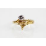 A diamond set 18ct gold ring signed Lapponia, the round brilliant cut diamond weighing an