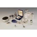 A selection of lady's dressing tableware and accessories, to include a George V silver tortoiseshell