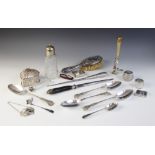 A selection of silver and silver plated ware, including; an Edwardian silver topped dressing table