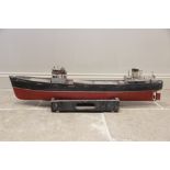A mid 20th century scratch built model of the cargo ship 'Lingestroom', a scale recreation of an