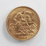 A George V gold half sovereign, dated 1913, gross weight approx. 3.9gms