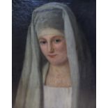 English school (19th century), Portrait of a young nun, Oil on canvas, Unsigned, 44cm x 34cm, Framed