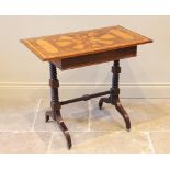 A mid 19th century mahogany parquetry side table, the rectangular top centred with a satinwood and