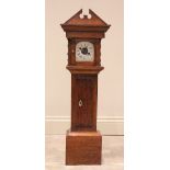 A miniature oak cased grandfather clock, early 20th century, with an architectural broken pediment